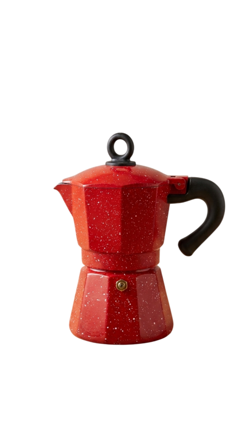 Cafetera Italiana de Inducción (3 Tazas) – Rojo Moteado