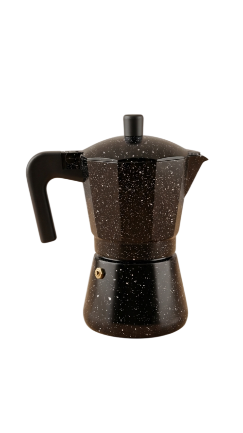 Cafetera Italiana de Inducción (6 Tazas) – Negro Moteado