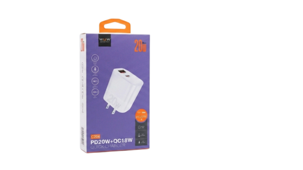 Cargador Rápido Doble WUW PD 20W + QC 18W (Modelo C204)