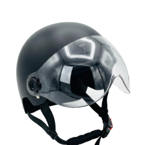 Casco Abierto Urbano para Moto  Scooter con Visor Transparente (Negro Mate)