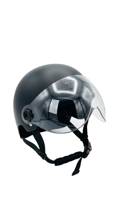 Casco Abierto Urbano para Moto  Scooter con Visor Transparente (Negro Mate)