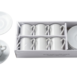 Juego de Tazas de Café con Platos en Cerámica Blanca (Set de 6 Piezas)-Photoroom Juego de Tazas de Café con Platos en Cerámica Blanca (Set de 6 Piezas)