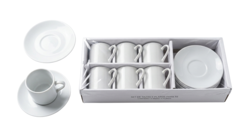 Juego de Tazas de Café con Platos en Cerámica Blanca (Set de 6 Piezas)-Photoroom Juego de Tazas de Café con Platos en Cerámica Blanca (Set de 6 Piezas)