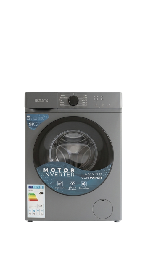 Lavadora STELECTRIC 9 kg con Lavado a Vapor y Motor Inverter