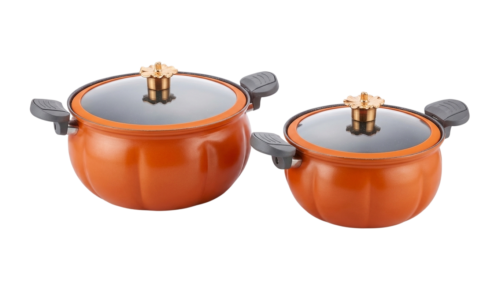 Set de 2 Cacerolas/Ollas con Forma de Calabaza (Compatibles con Inducción)