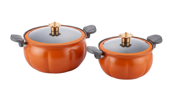 Set de 2 Cacerolas/Ollas con Forma de Calabaza (Compatibles con Inducción)